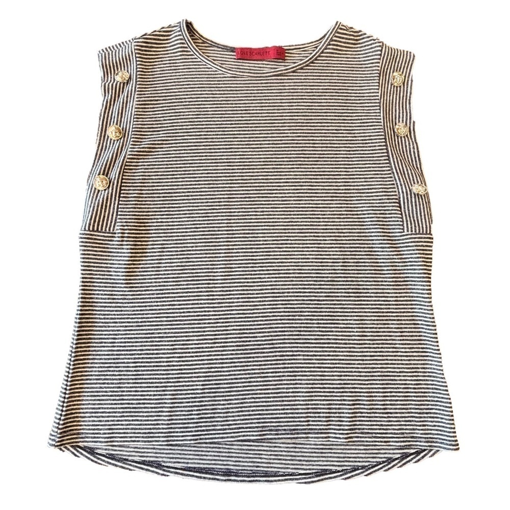 Love Scarlett nautical style sleeveless top with anchor button detail size M - Picture 3 of 10